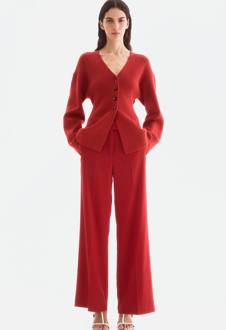 H&M - Straight trousers - bright red 