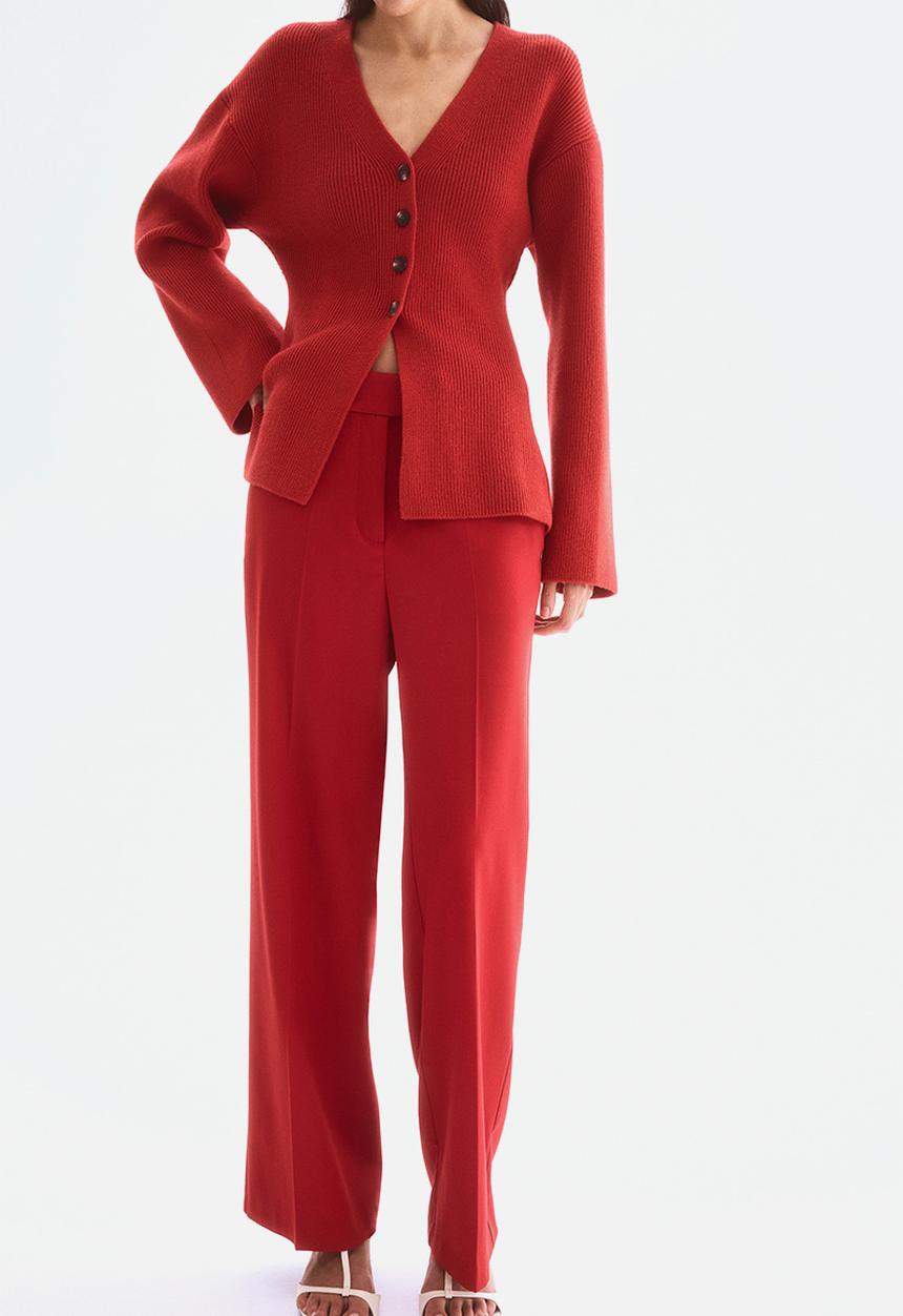 H&M - Straight trousers - bright red 