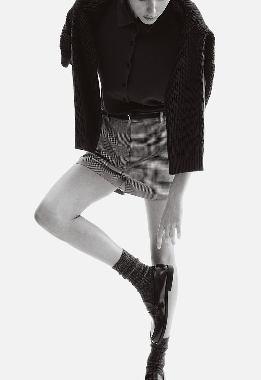 H&M - Belted shorts - brown/checked 
