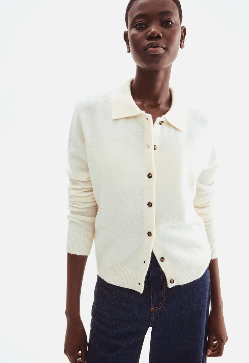 H&M - Collared cardigan - cream 