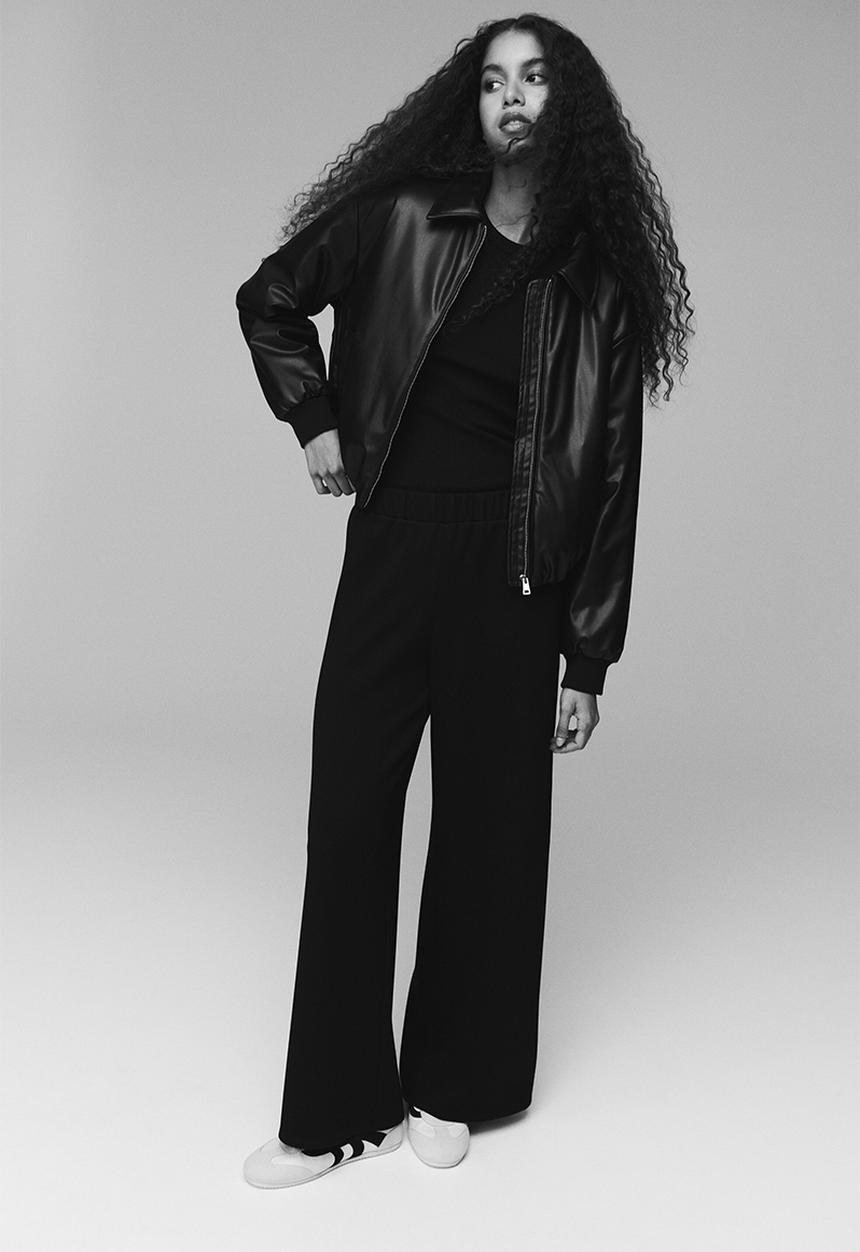 H&M - Wide pull-on trousers - black