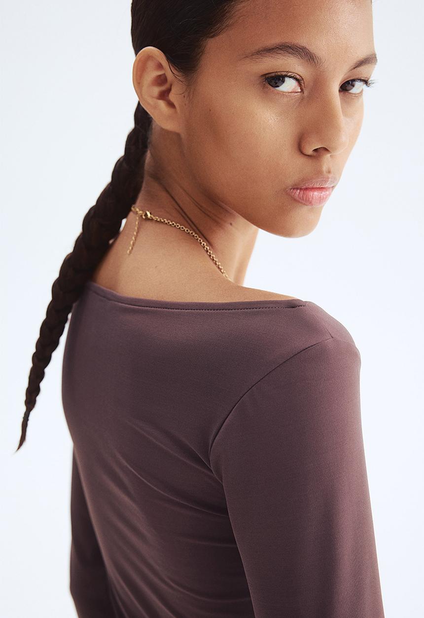 H&M - Boat-neck top -dark purple 