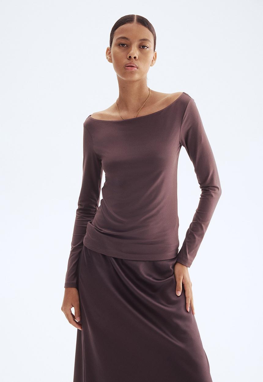 H&M - Boat-neck top -dark purple 