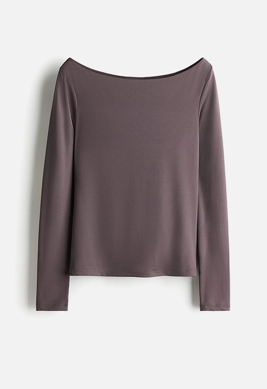 H&M - Boat-neck top -dark purple 