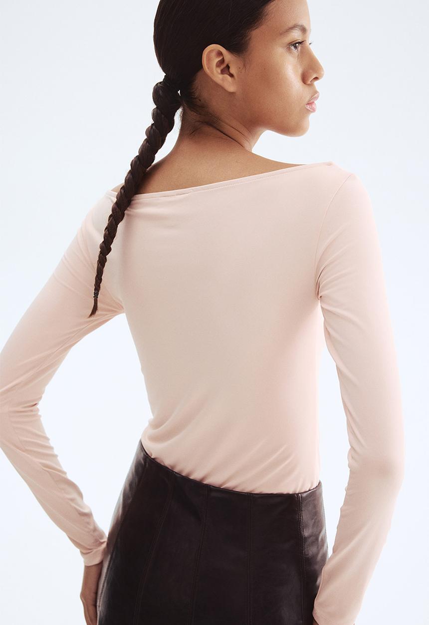 H&M - Boat-neck top - powder pink 