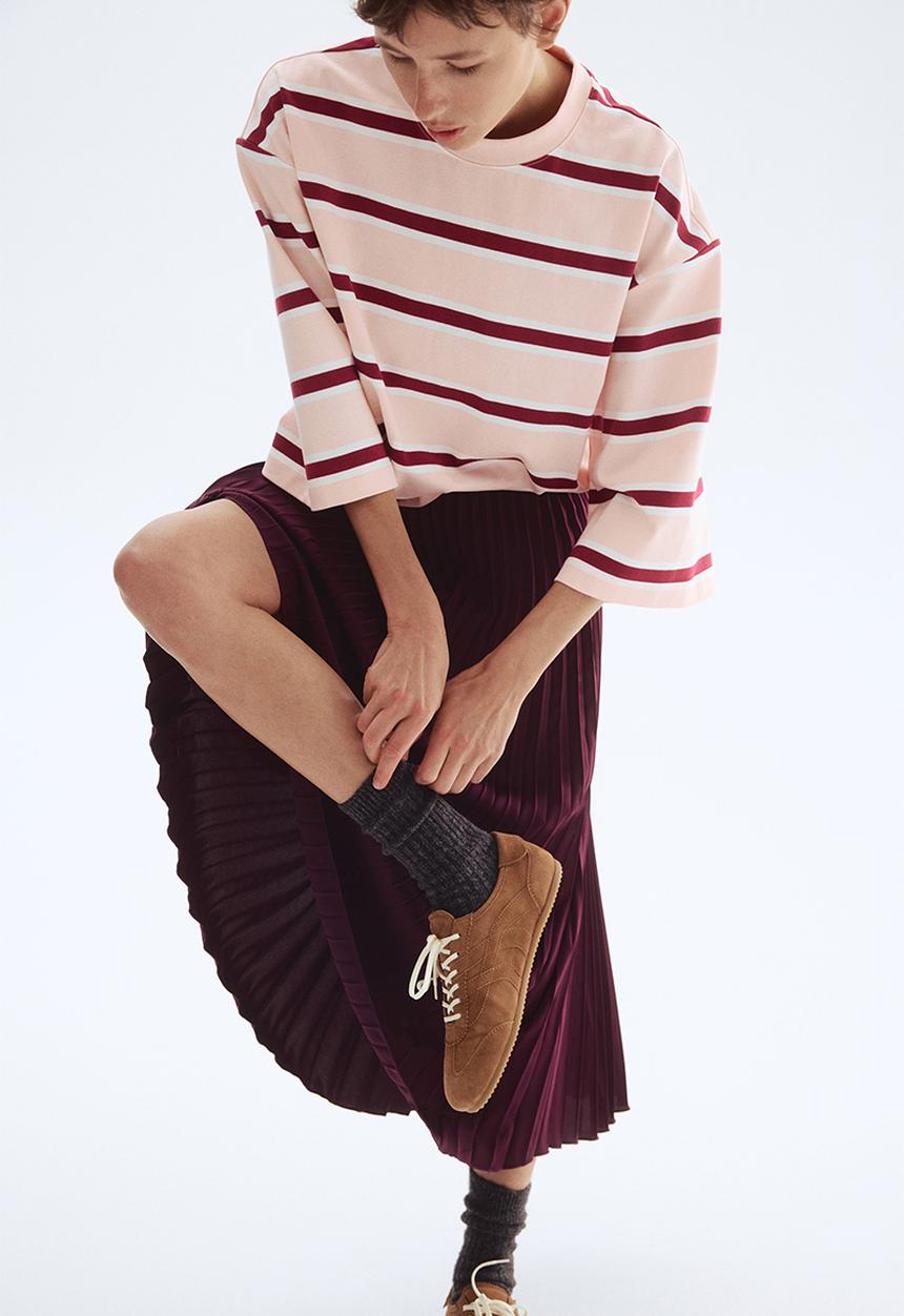 H&M - Pleated skirt - burgundy 