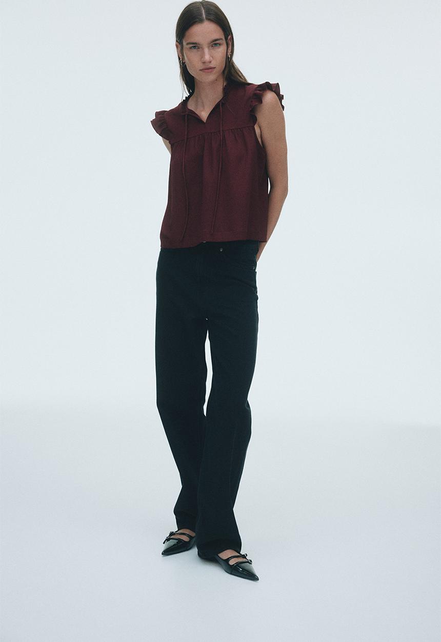 H&M - Crinkled top - burgundy  