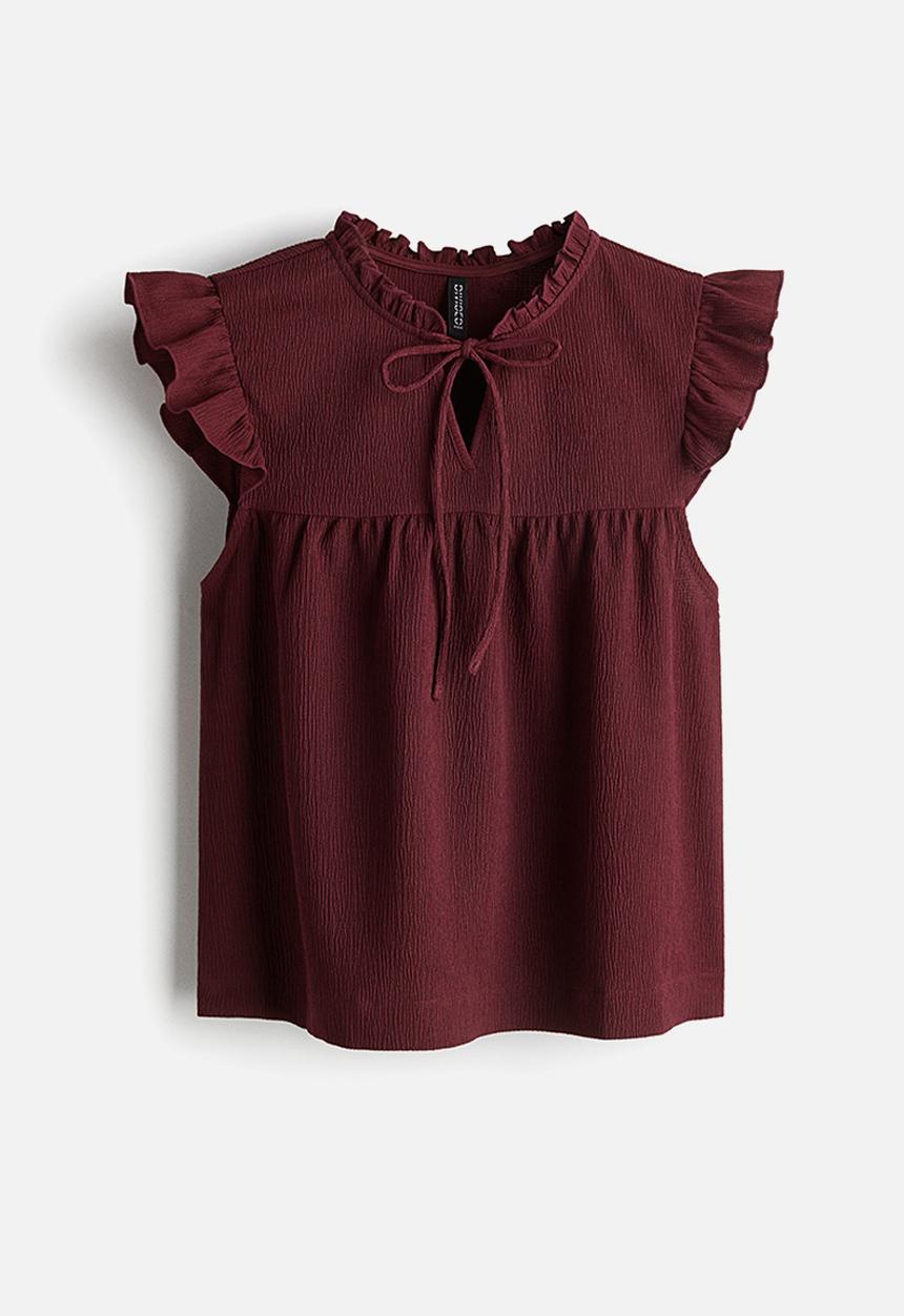 H&M - Crinkled top - burgundy  