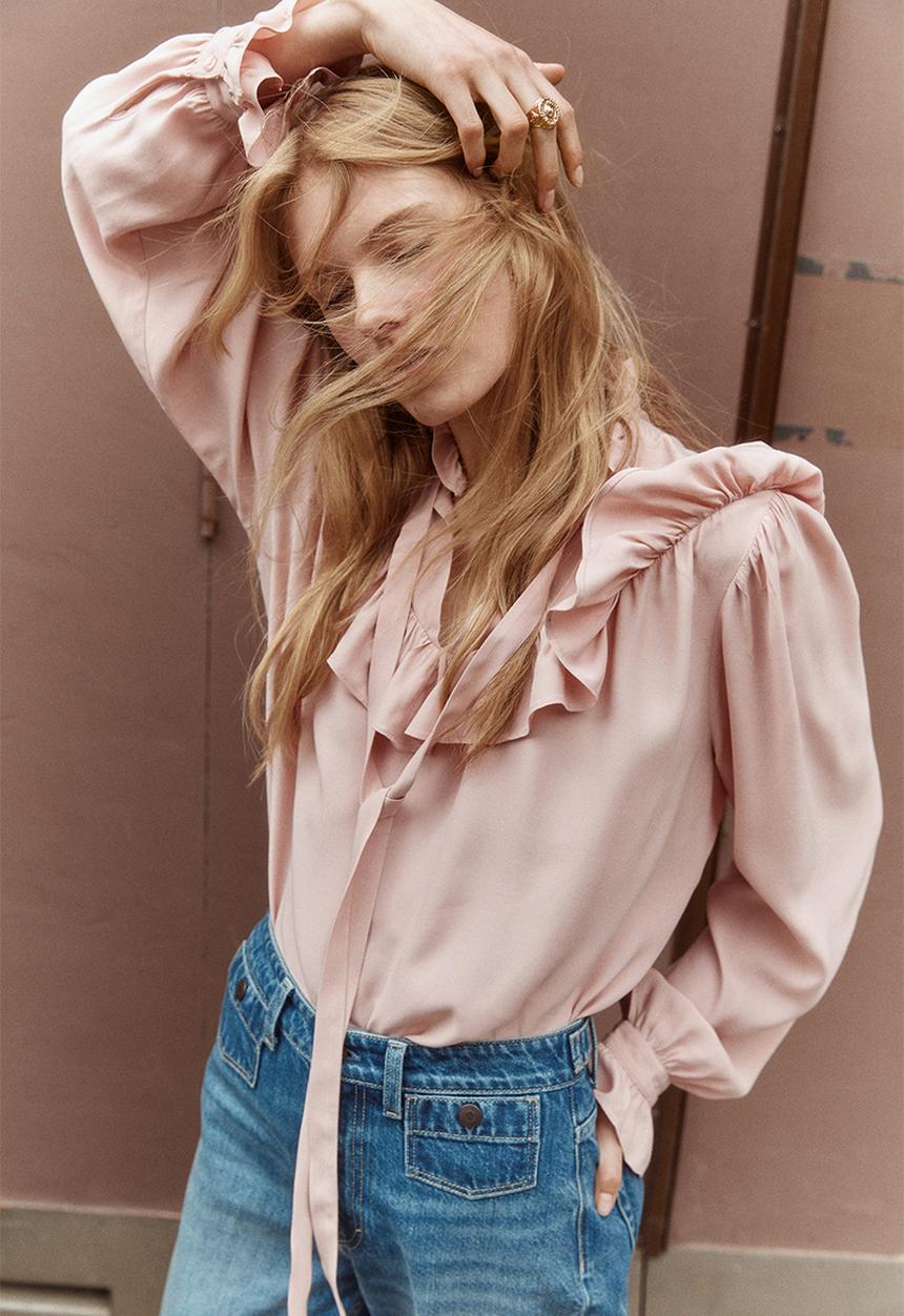 H&M - Frill-trimmed blouse - pink
