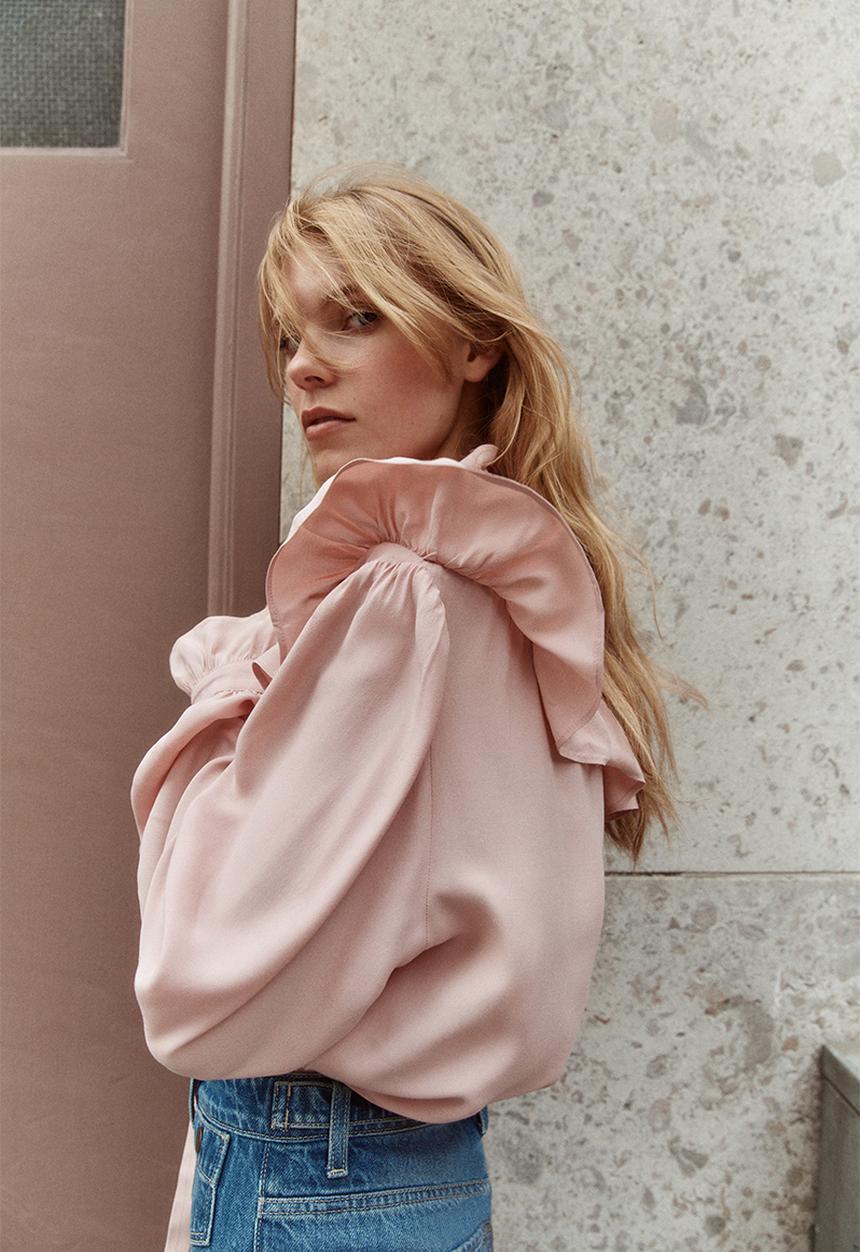 H&M - Frill-trimmed blouse - pink