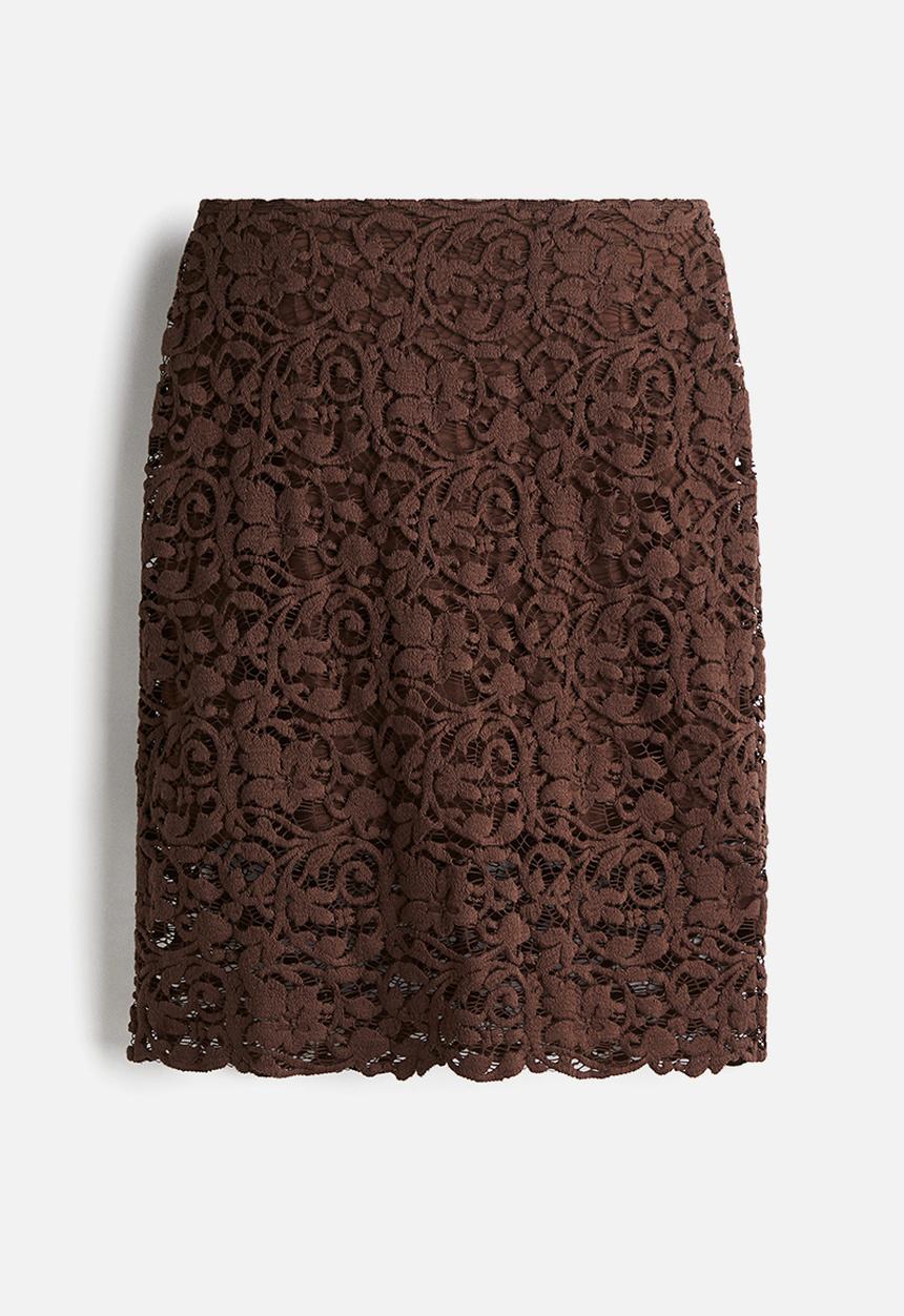 H&M - Lace skirt -  dark brown