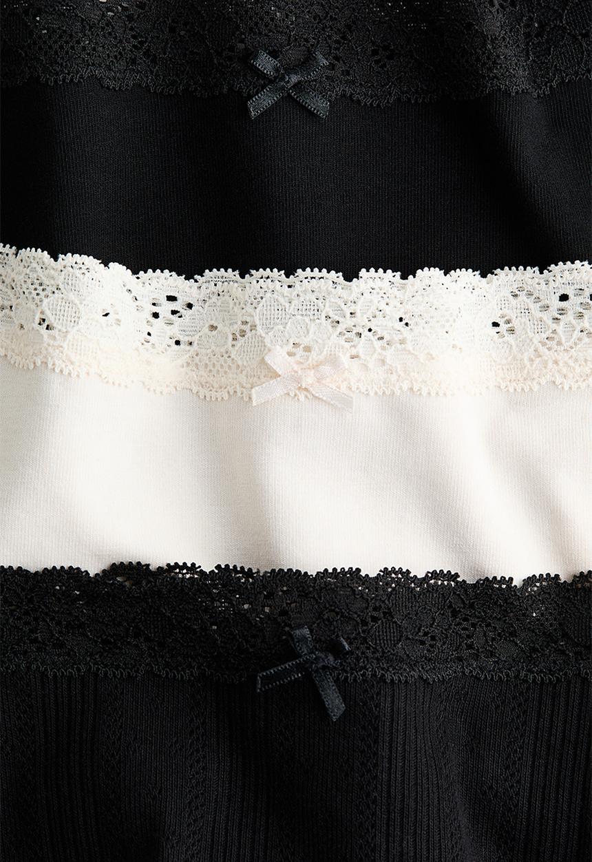H&M - 3-pack lace-trimmed Brazilian briefs - black