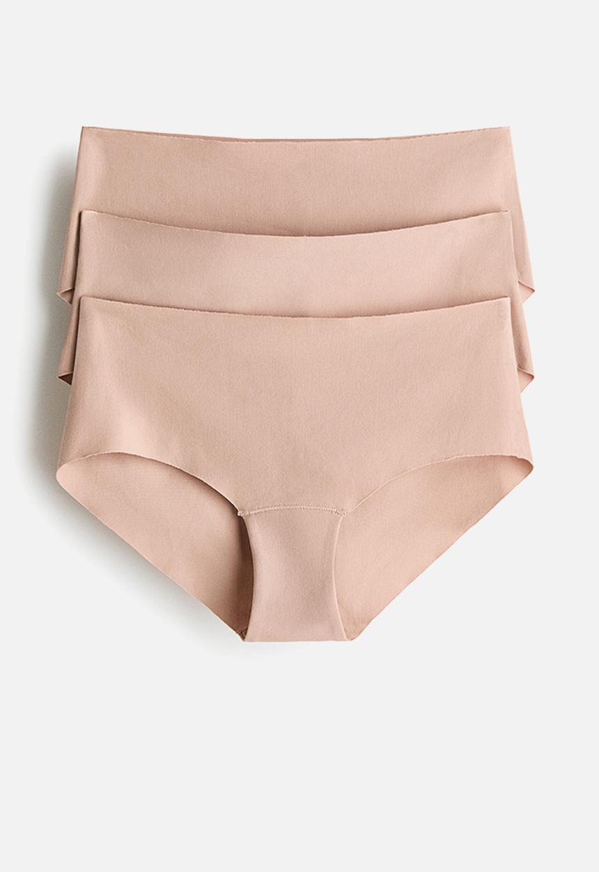 H&M - 3-pack invisible cotton hipster briefs - beige