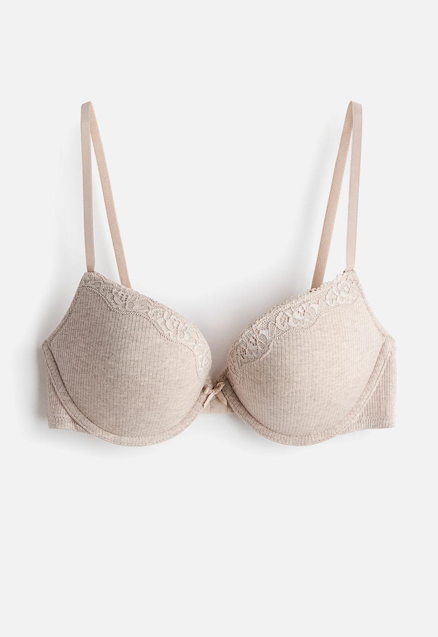 H&M - Ribbed jersey push-up bra - beige