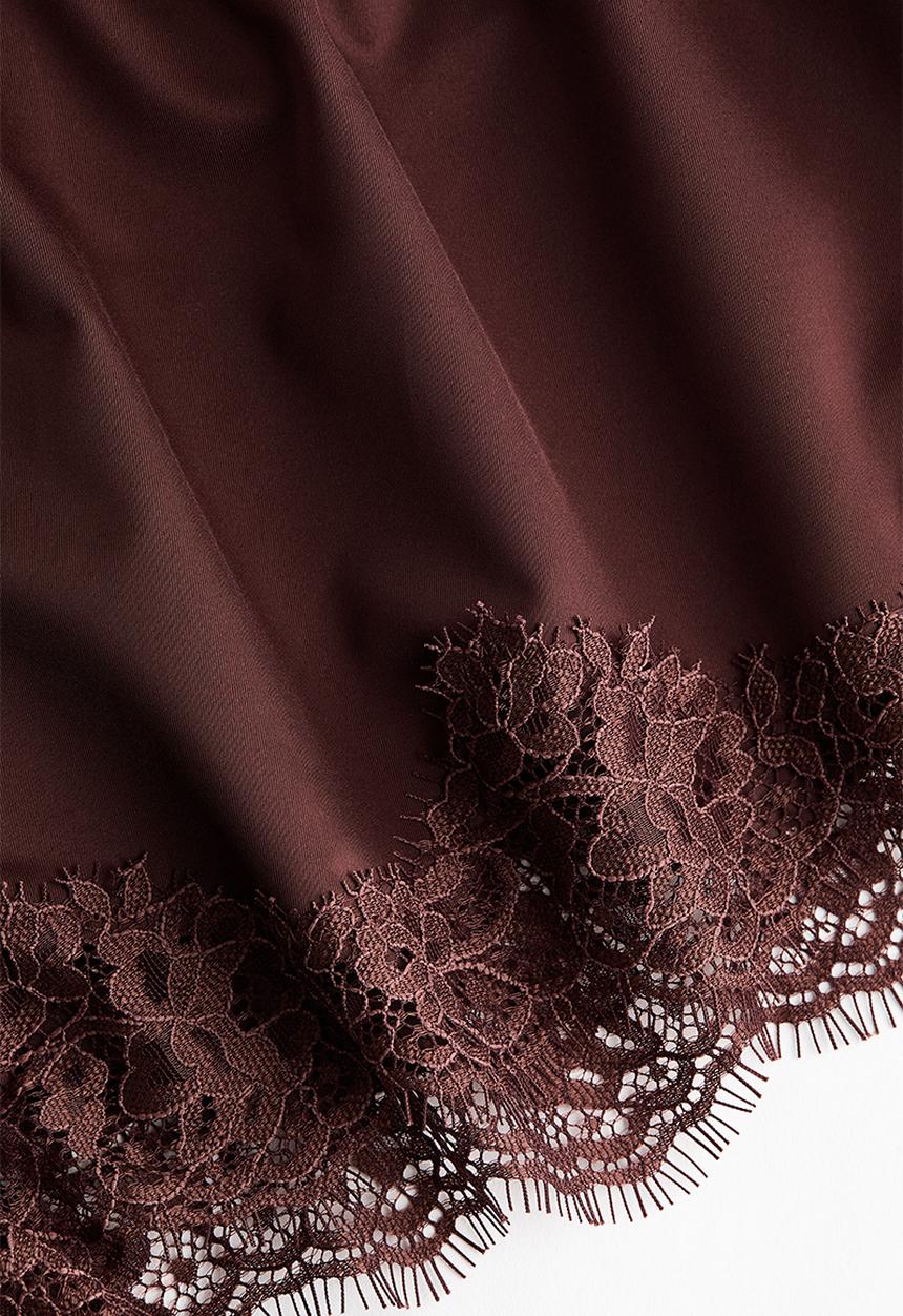 H&M - Microfibre and lace shortie briefs - brown