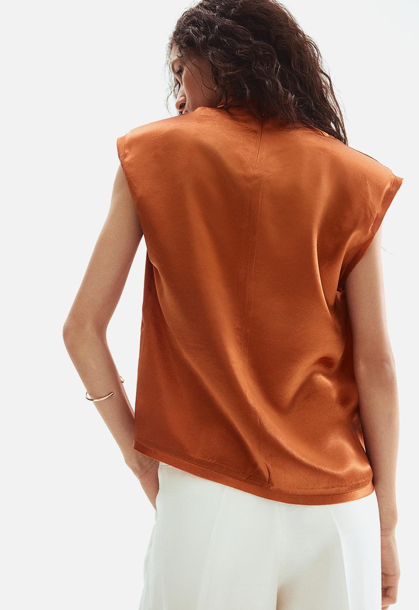 H&M - Cowl-neck satin top - orange