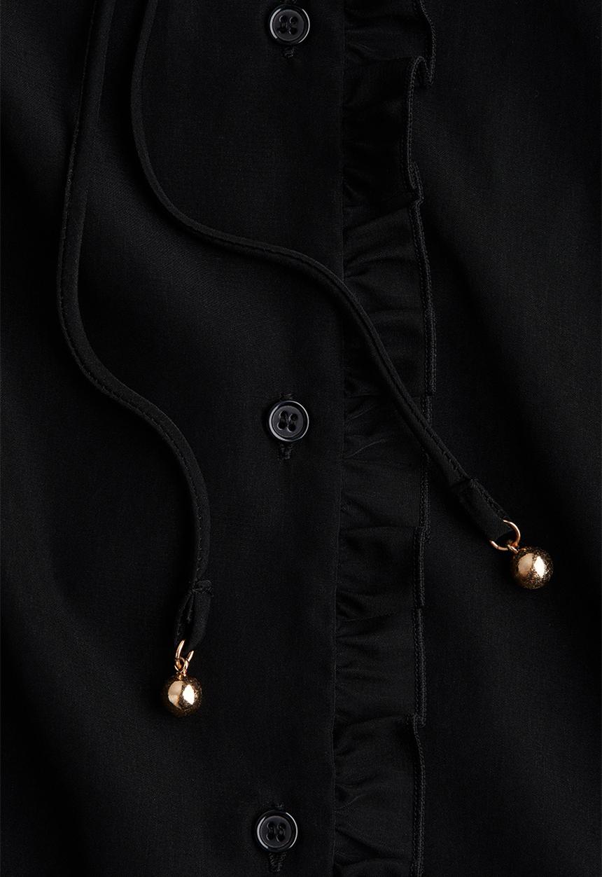 H&M - Frill-trimmed shirt dress - black