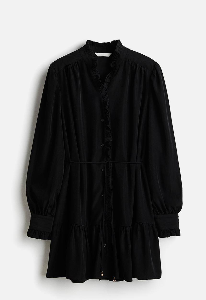 H&M - Frill-trimmed shirt dress - black