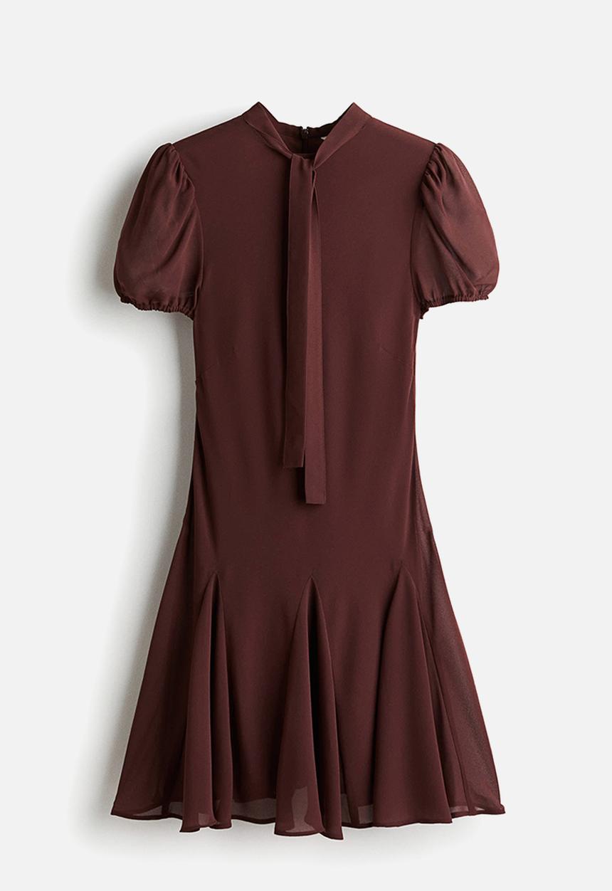 H&M - Tie-neck dress - burgundy 