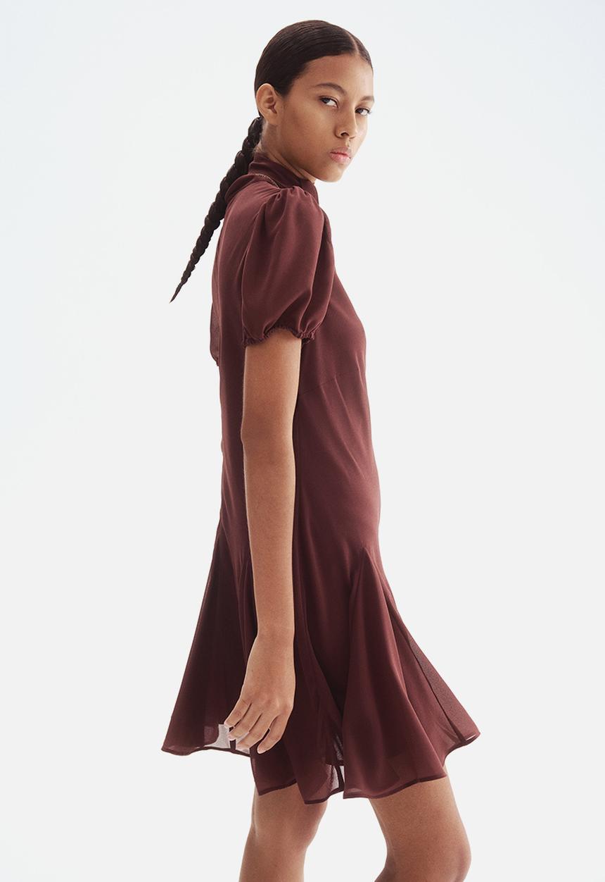 H&M - Tie-neck dress - burgundy 