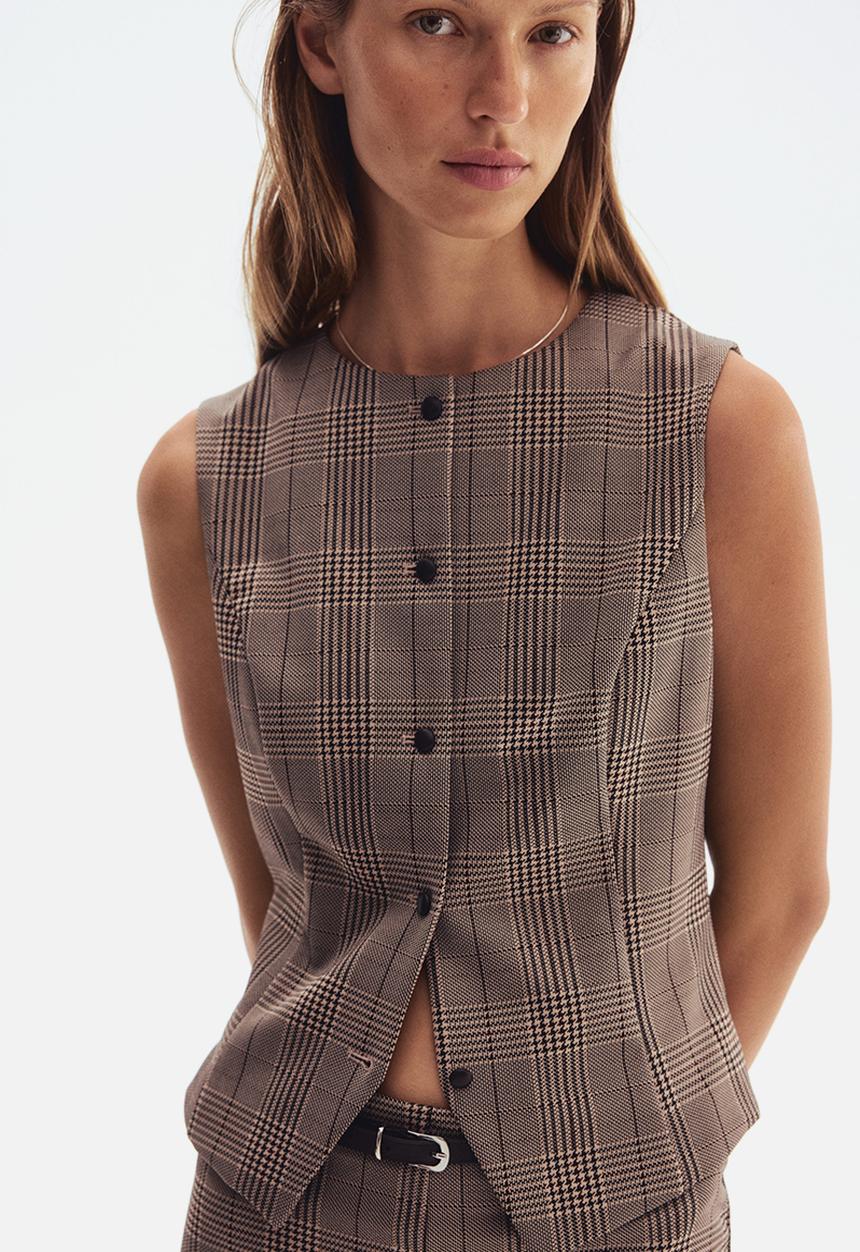 H&M - Fitted waistcoat - beige,brown