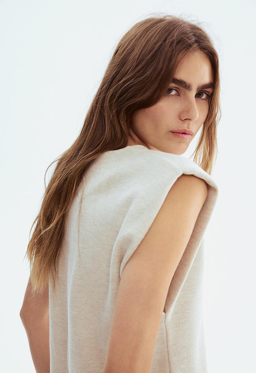 H&M - Knitted top - light beige marl 