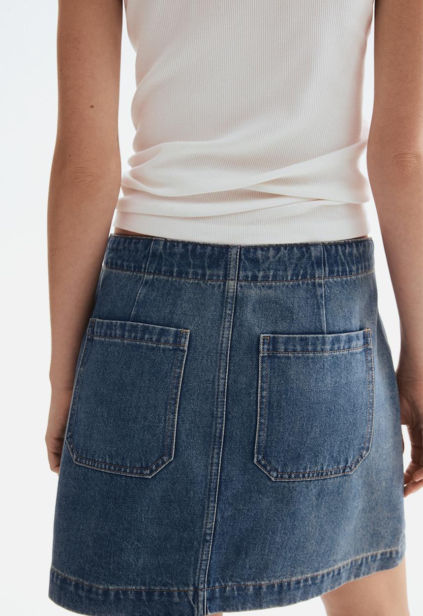 H&M - Denim lace-up mini skirt - denim blue