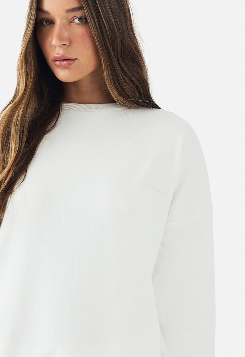 boohoo - Dsgn studio embroidered oversized sweatshirt - ecru