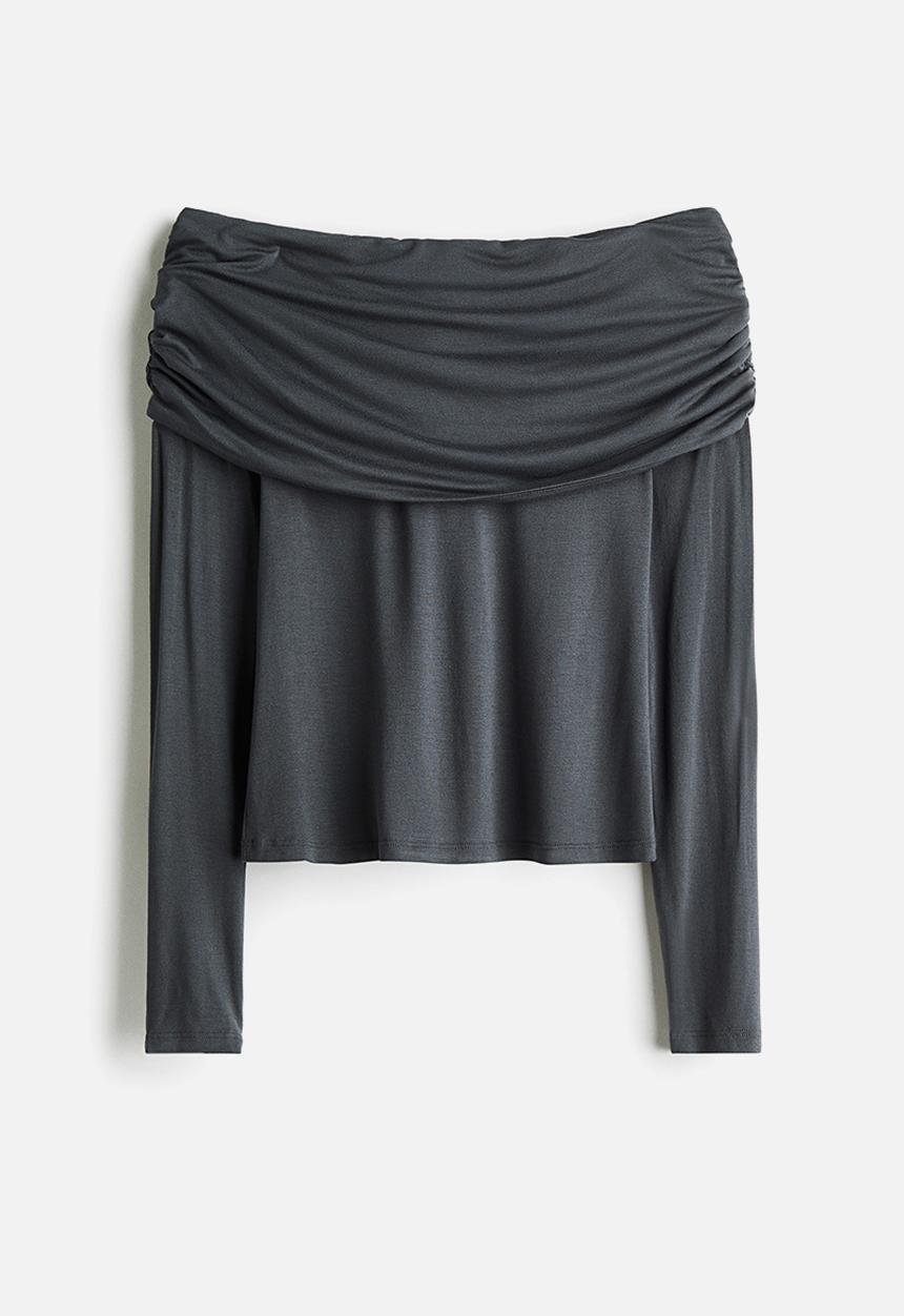 H&M - Off-the-shoulder top - dark grey