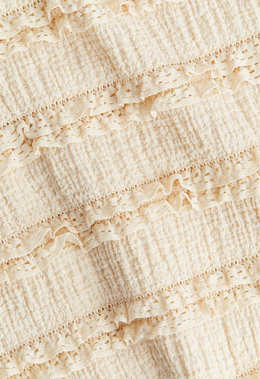 H&M - Frill-trimmed button-front top - light beige
