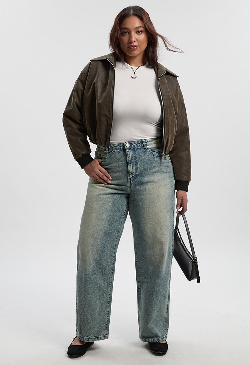 boohoo - Plus basics high waisted boyfriend jeans - ice blue