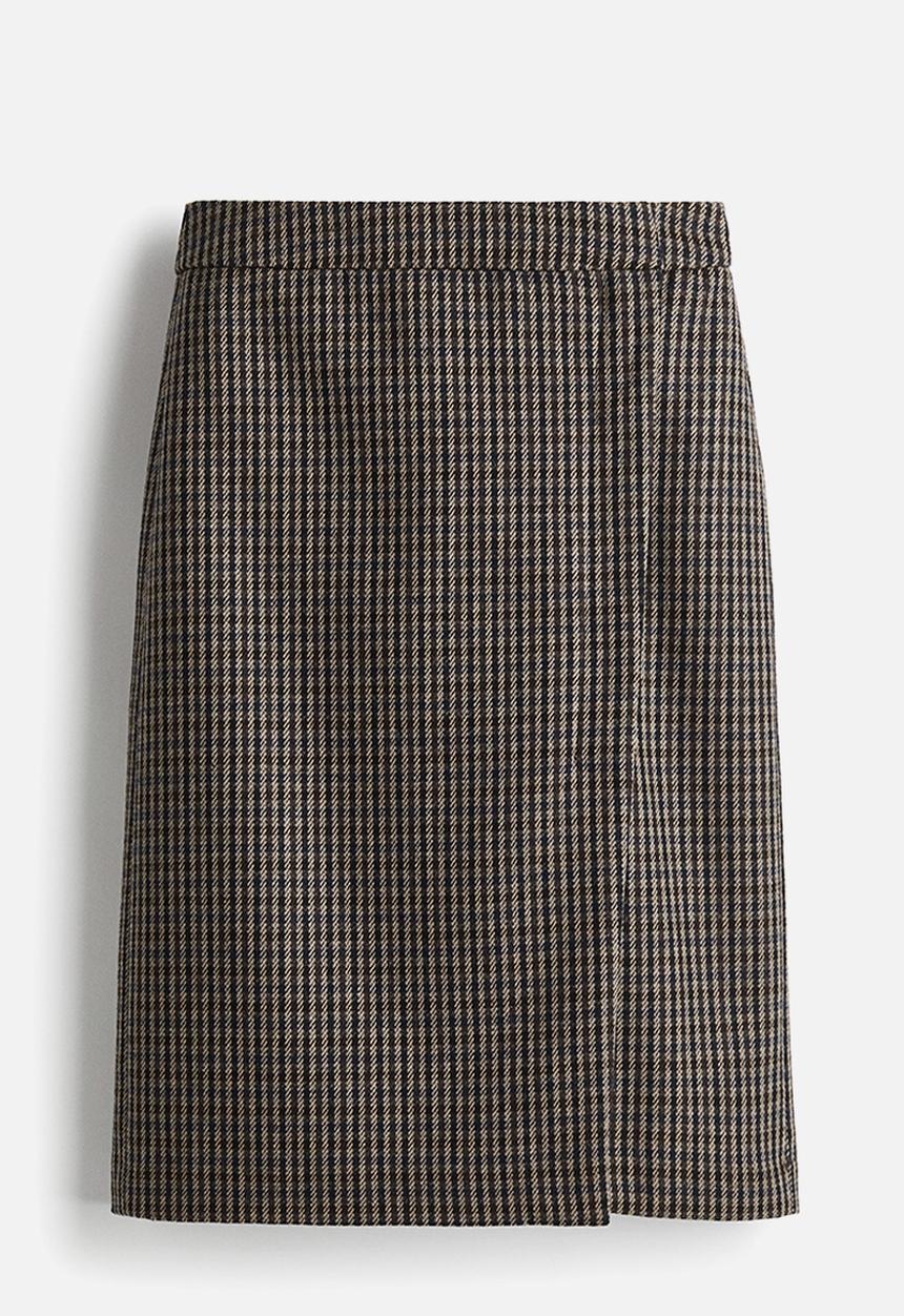 H&M - Twill skirt - dark brown/checked