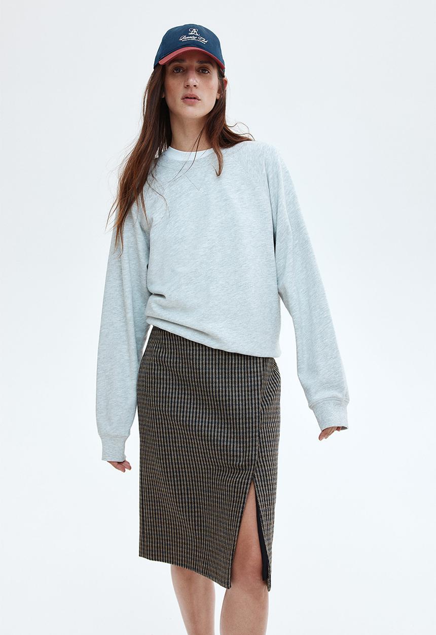 H&M - Twill skirt - dark brown/checked