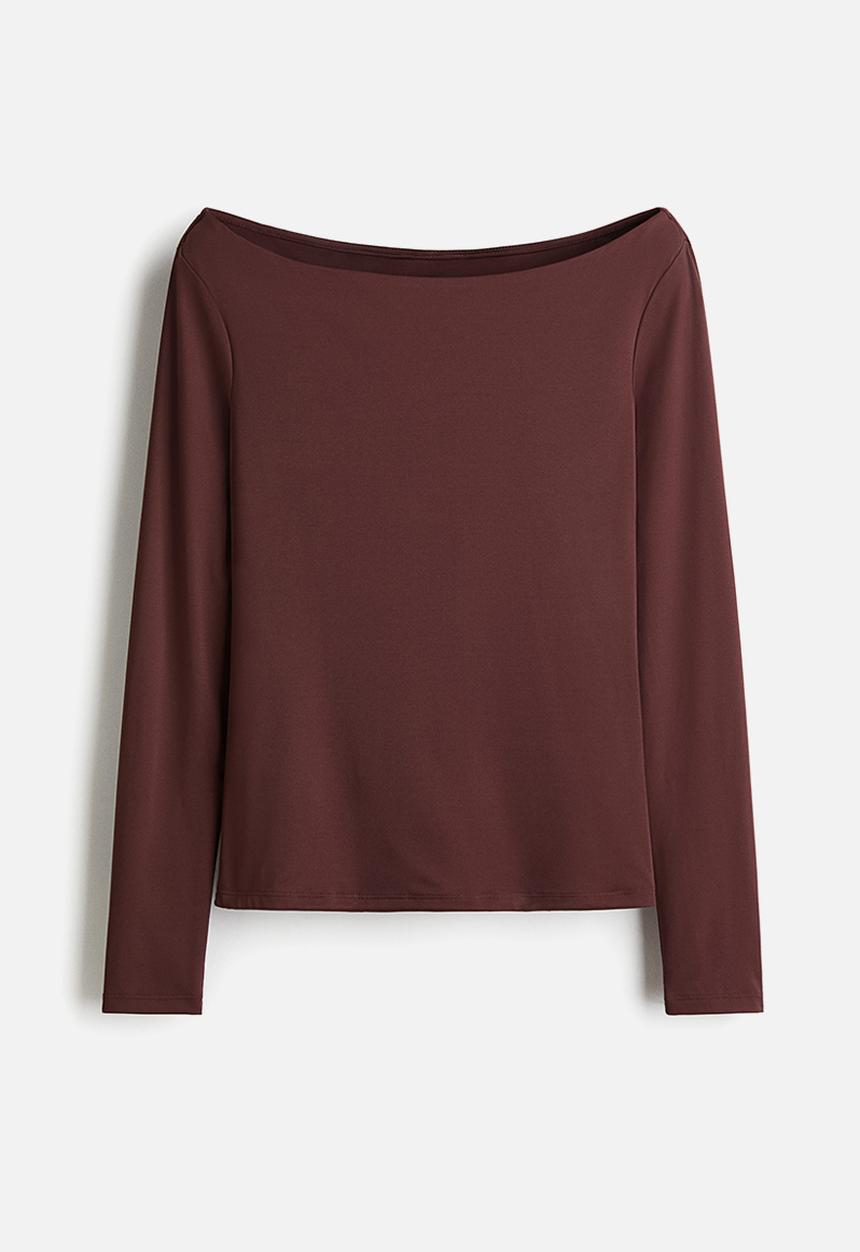 H&M - Boat-neck top -  burgundy