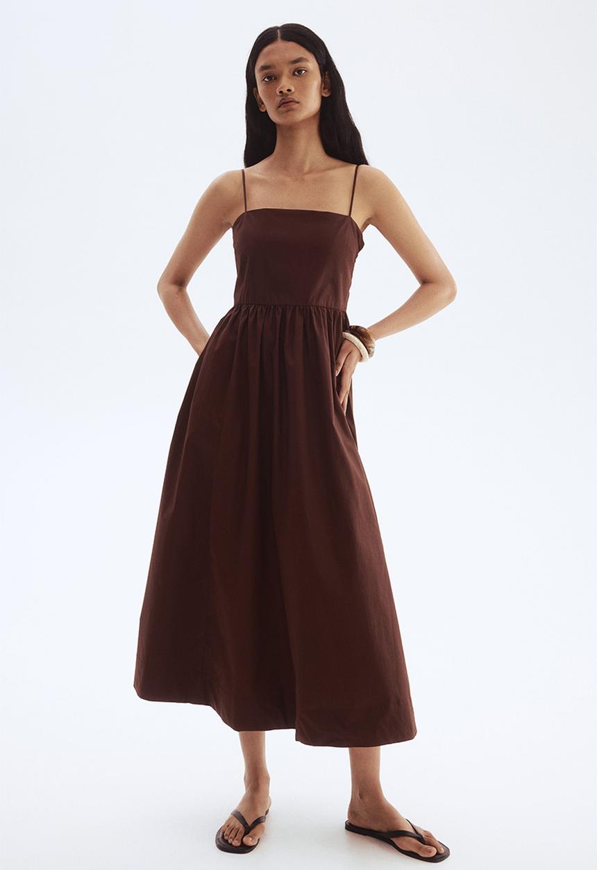 H&M - Cotton strappy dress - dark brown