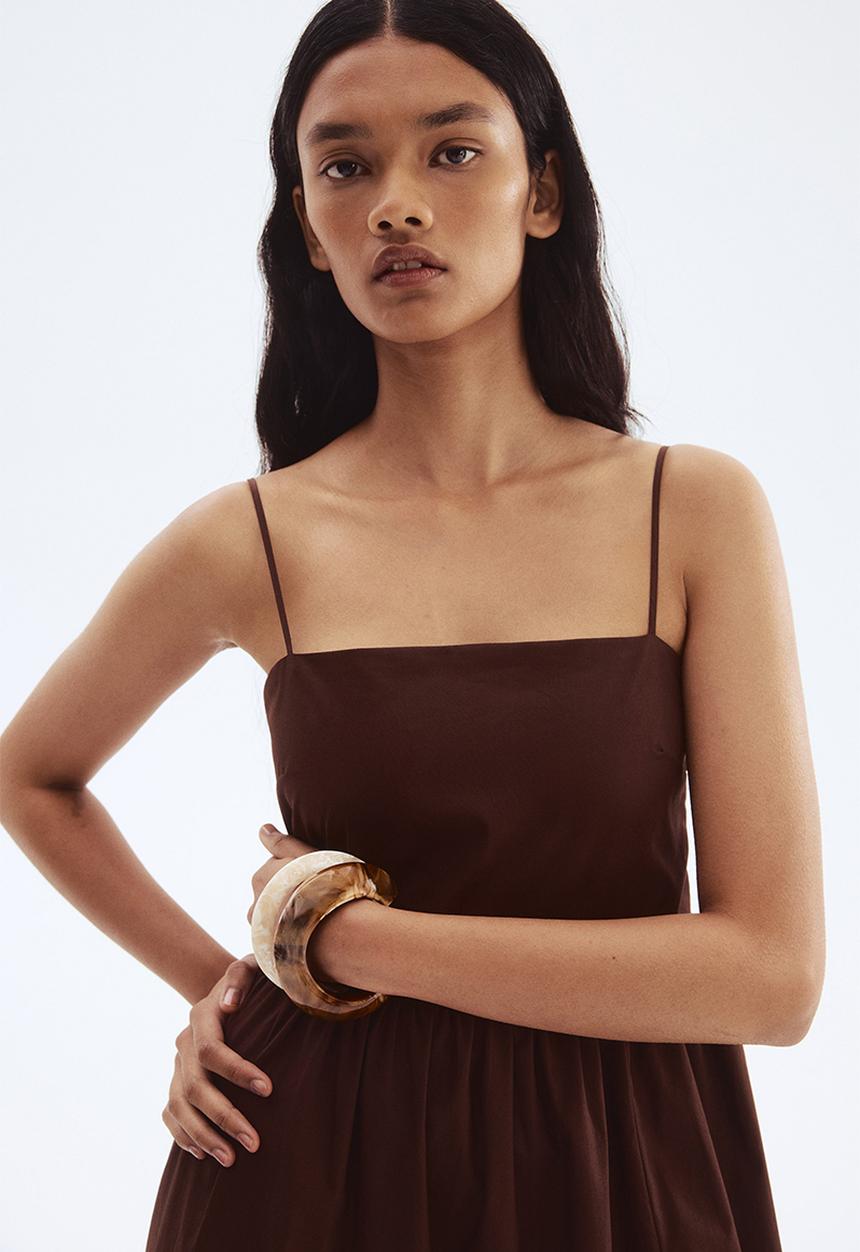 H&M - Cotton strappy dress - dark brown