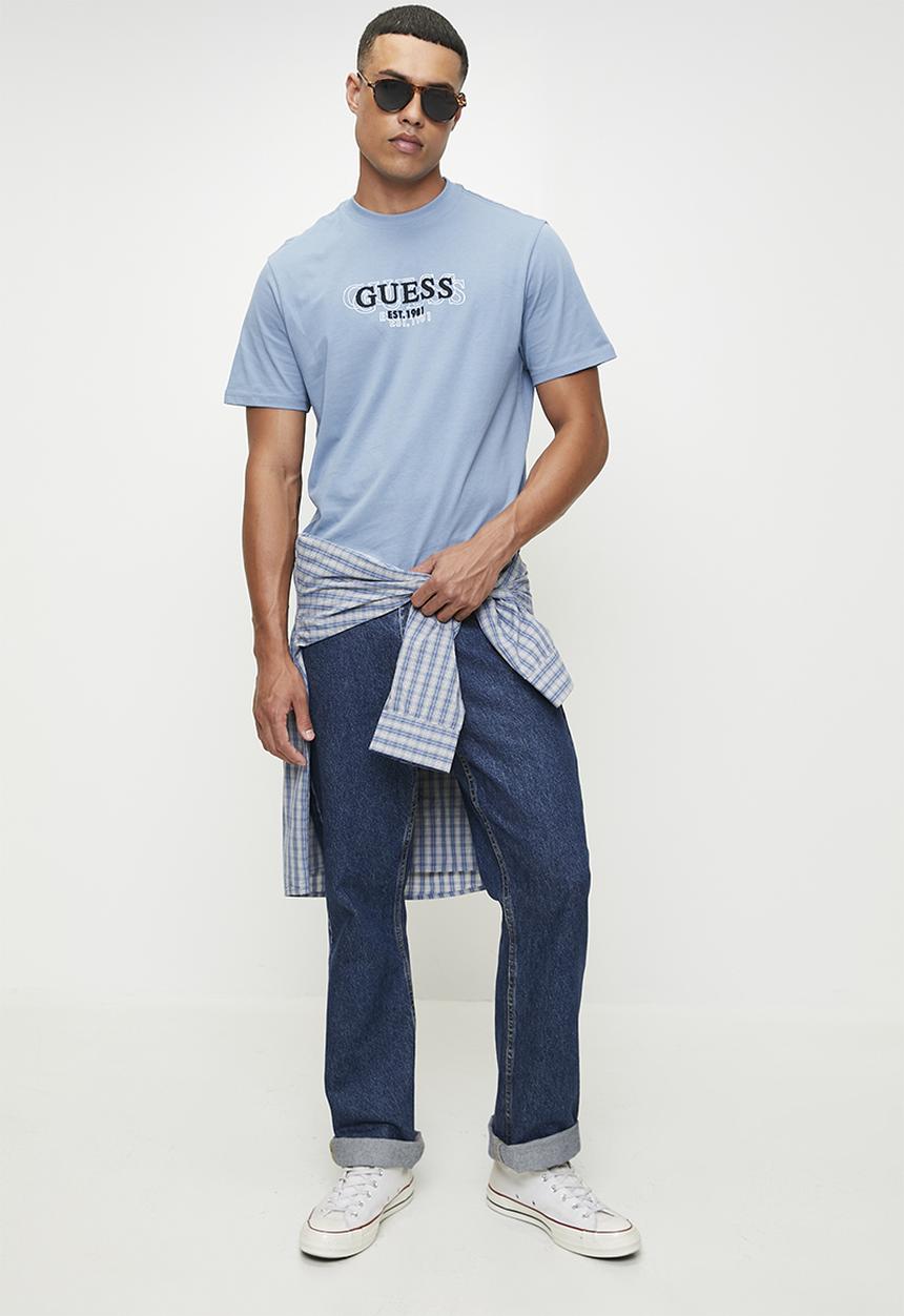 GUESS - Cn Ss Small Logo Tee - Parisian Roof Blue