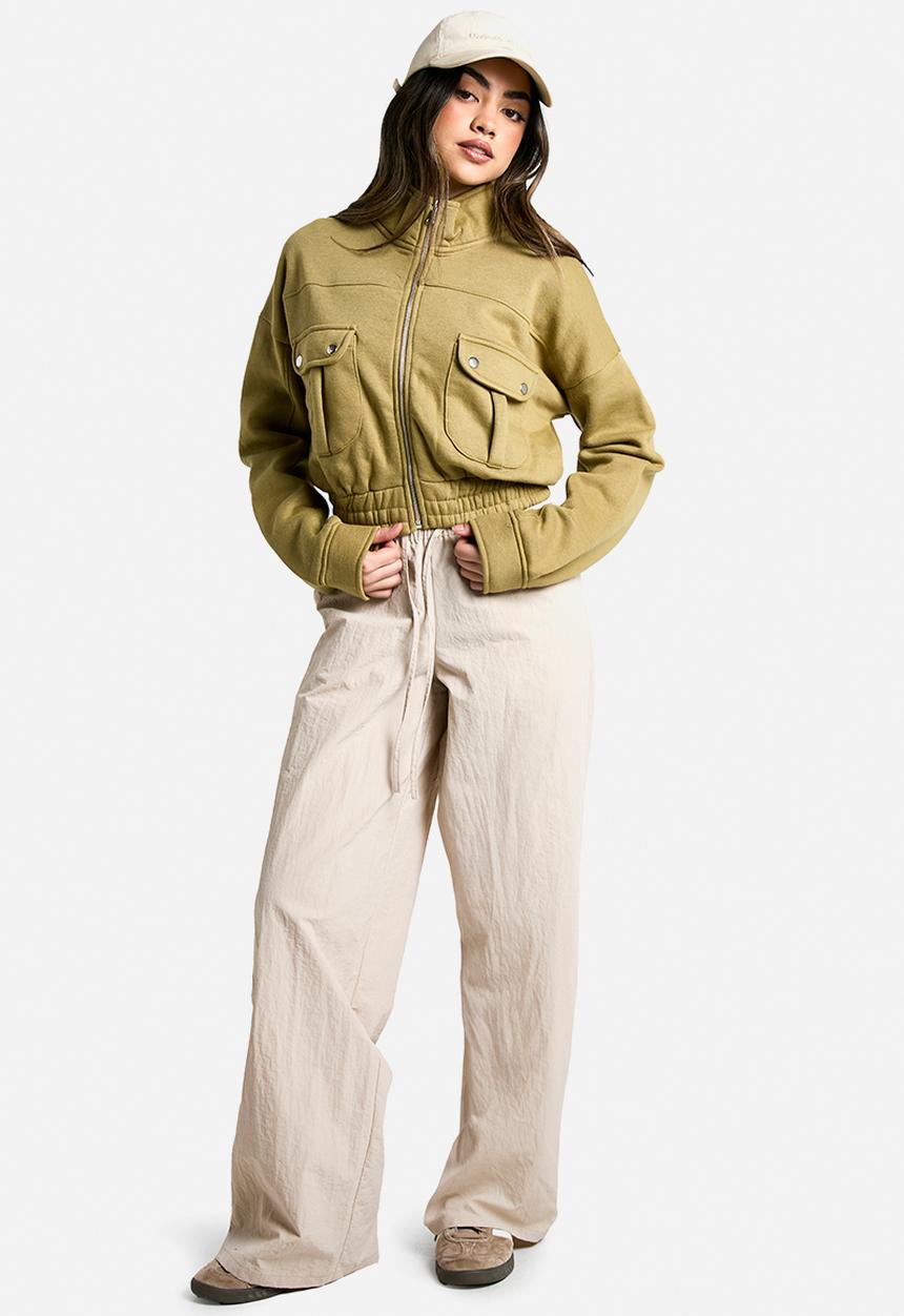 boohoo - Pocket detail bomber jacket - olive