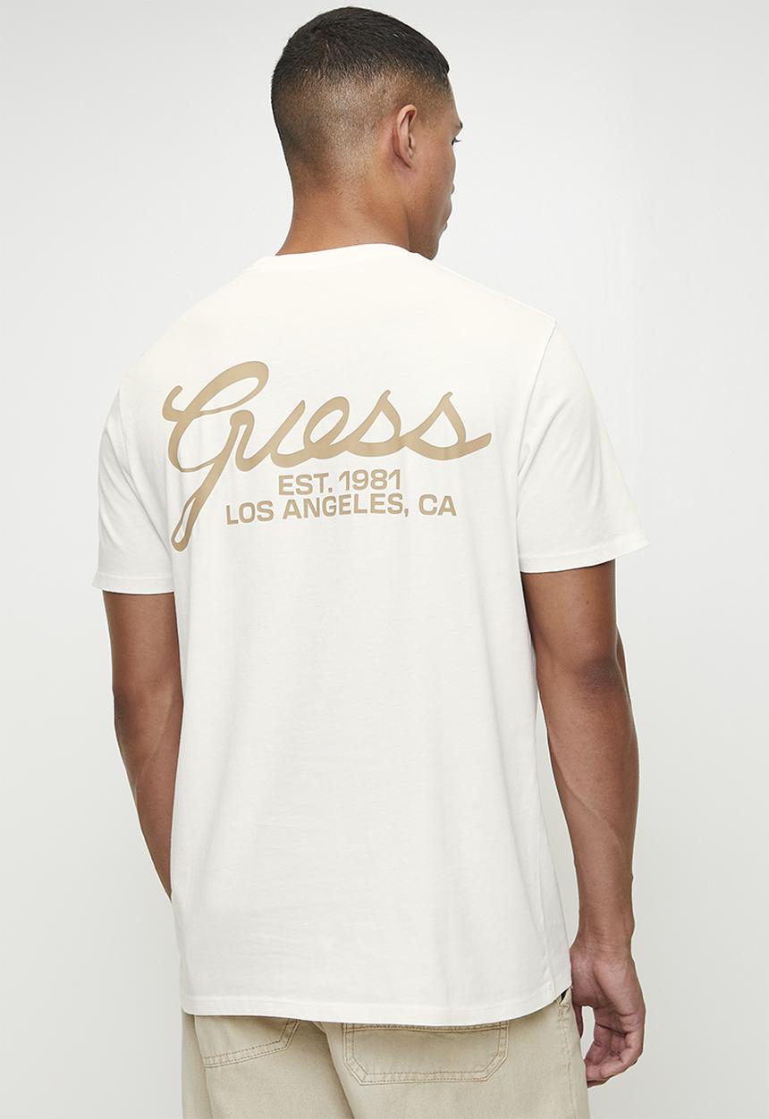 GUESS - Ss Bsc Script Logo Tee - Pure White