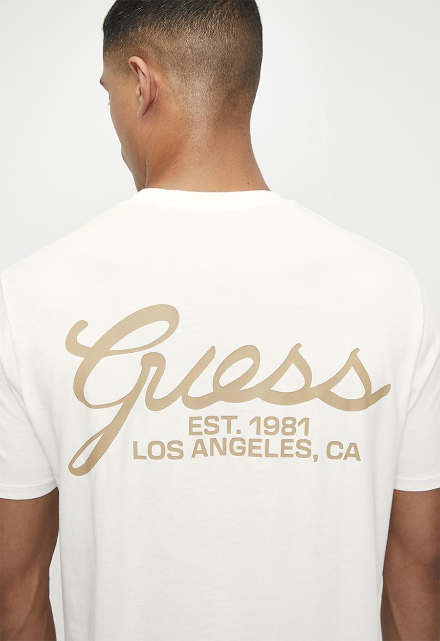 GUESS - Ss Bsc Script Logo Tee - Pure White