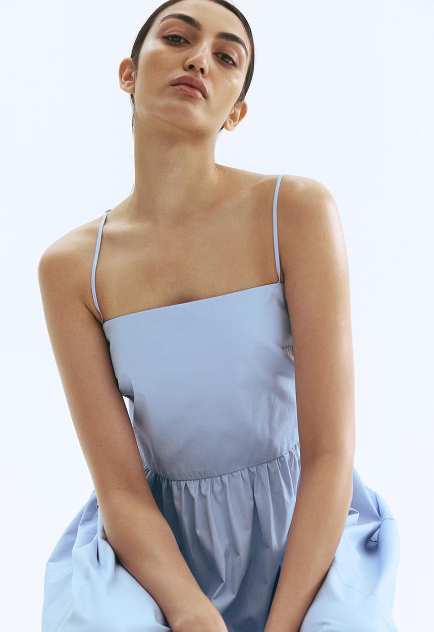 H&M - Cotton strappy dress - light blue