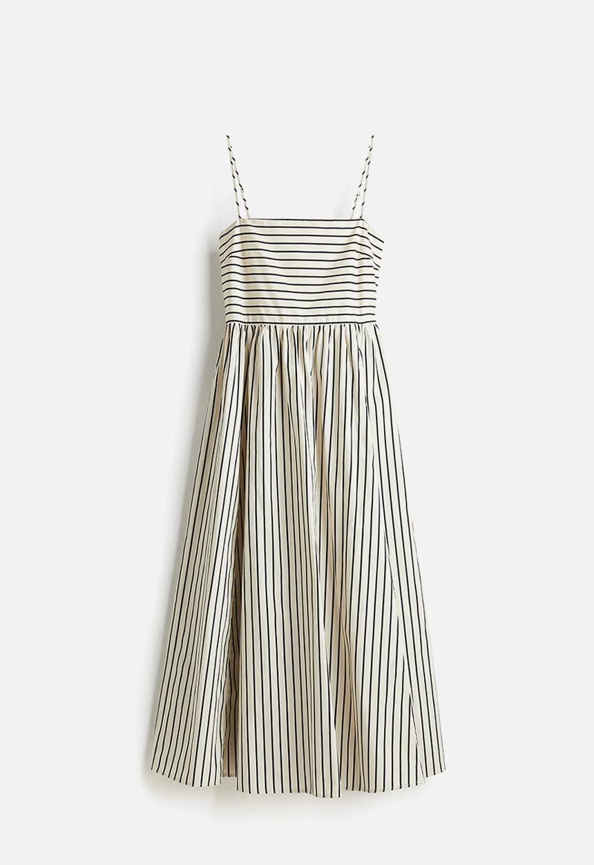H&M - Cotton strappy dress - cream/striped 