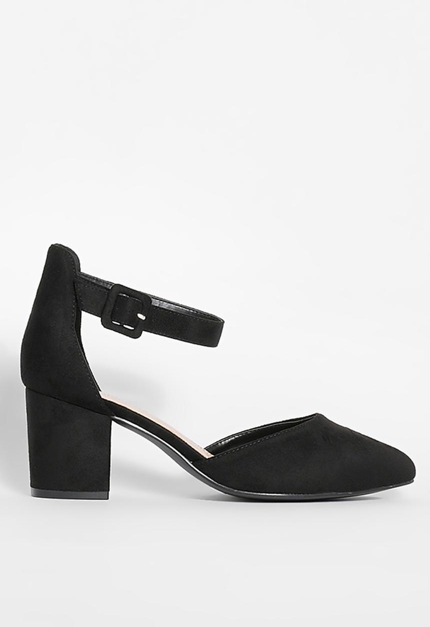 boohoo - Wide fit buckled block heel ballet - black