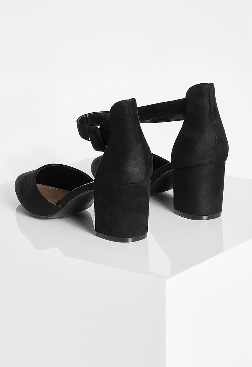 boohoo - Wide fit buckled block heel ballet - black