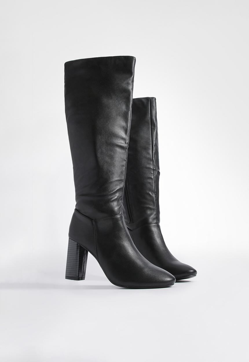 boohoo - Block heel knee high boots - black