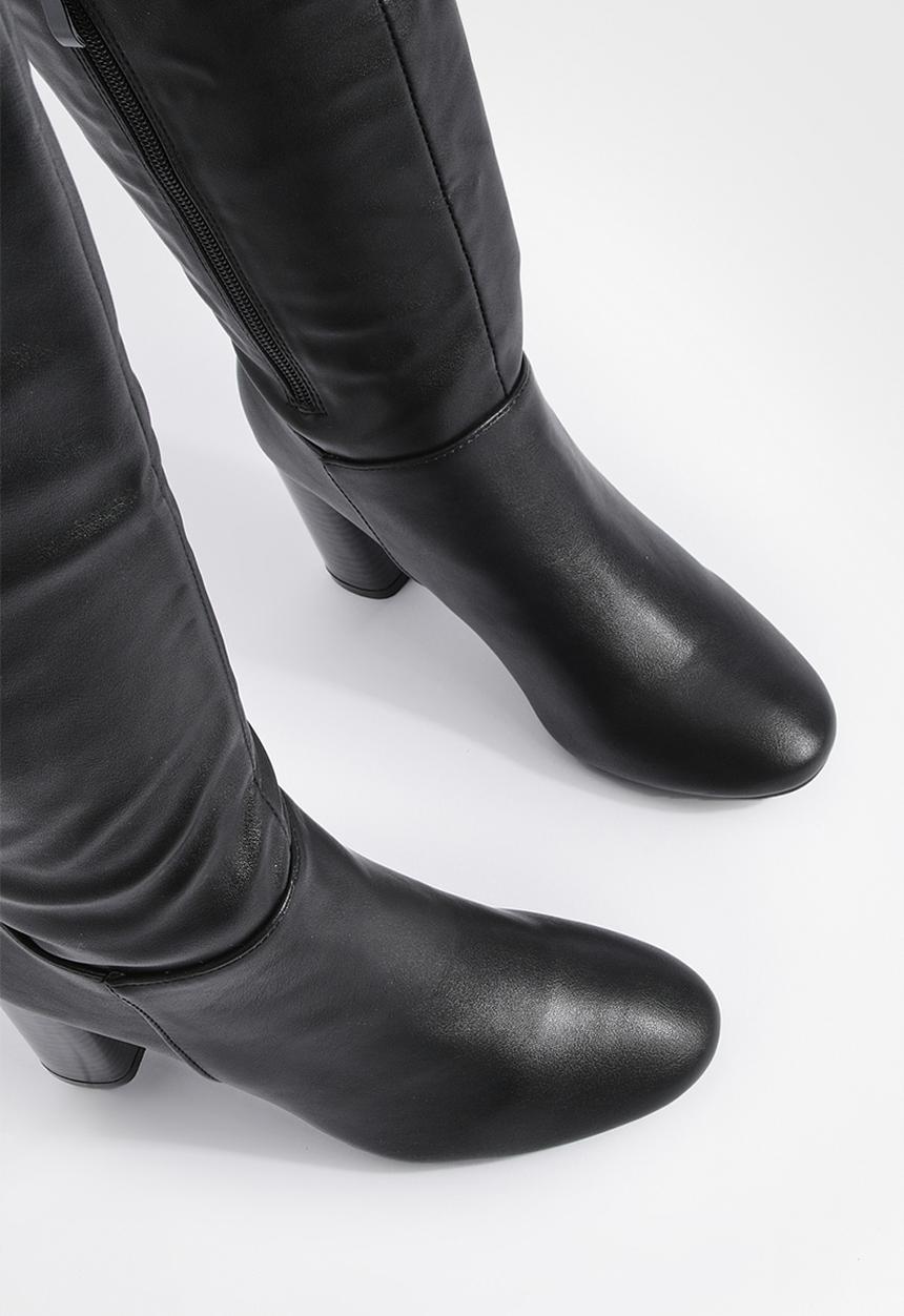 boohoo - Block heel knee high boots - black