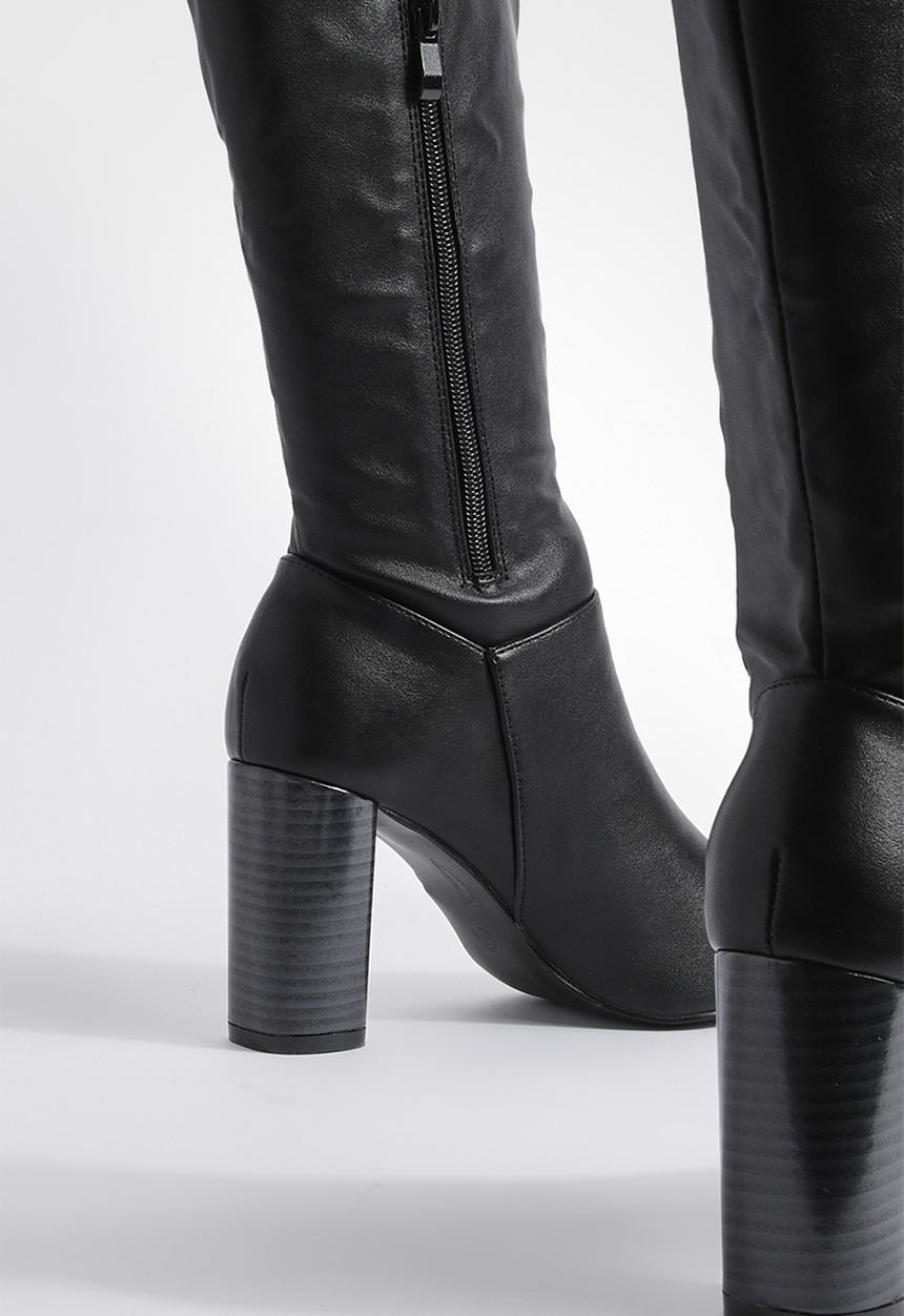 boohoo - Block heel knee high boots - black