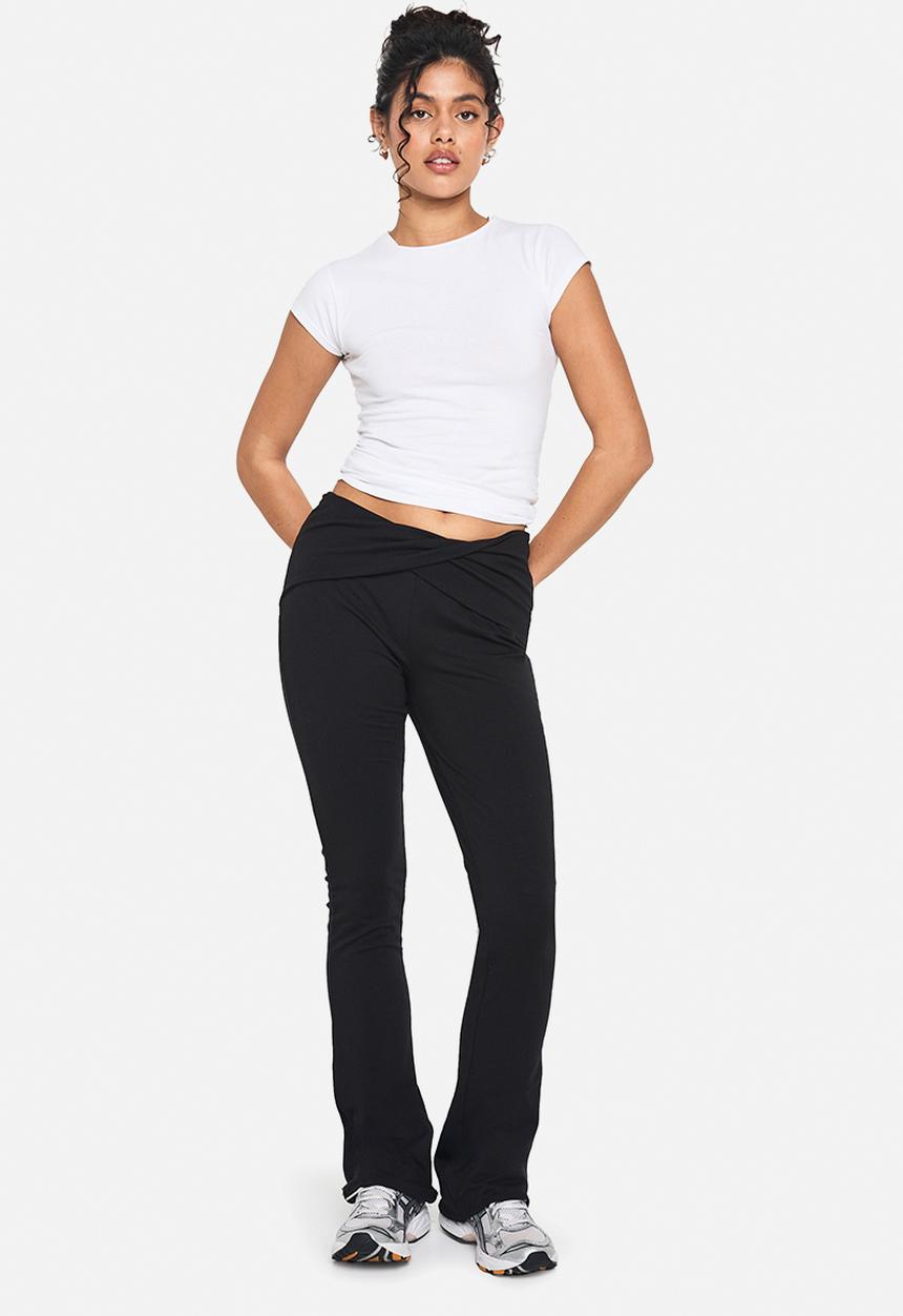 boohoo - Double layer modal jersey twist flare trouser - black