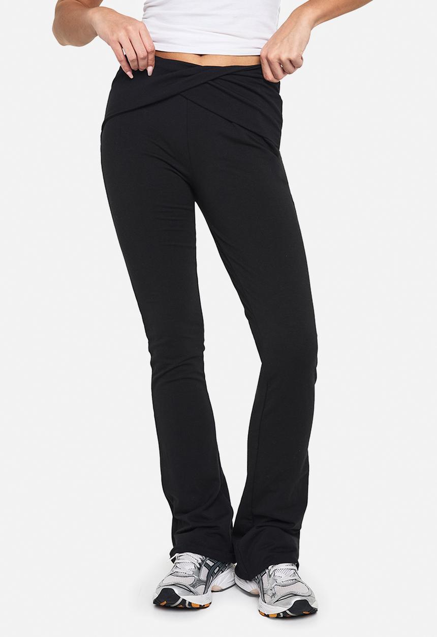 boohoo - Double layer modal jersey twist flare trouser - black