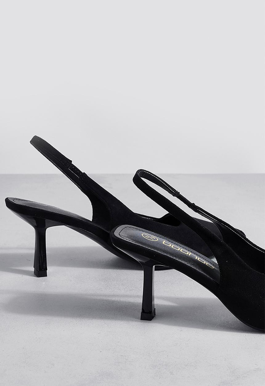boohoo - Low stiletto slingback court shoe - black